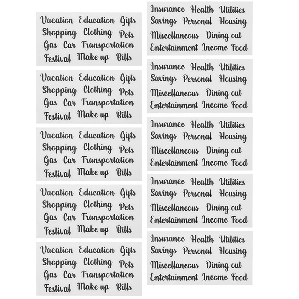 10 Sets Letter Label Stickers Personalized Font Classic Colors Budget Item Self Adhesive Cash Envelope Labels Daily Use Multi