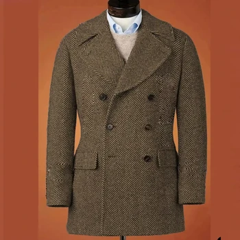Men's Casual Blazer Herringbone Slim Fit Single Breasted Stylish Comfortable Jacket Men's Coat Double Breasted Blazer Men's Suit