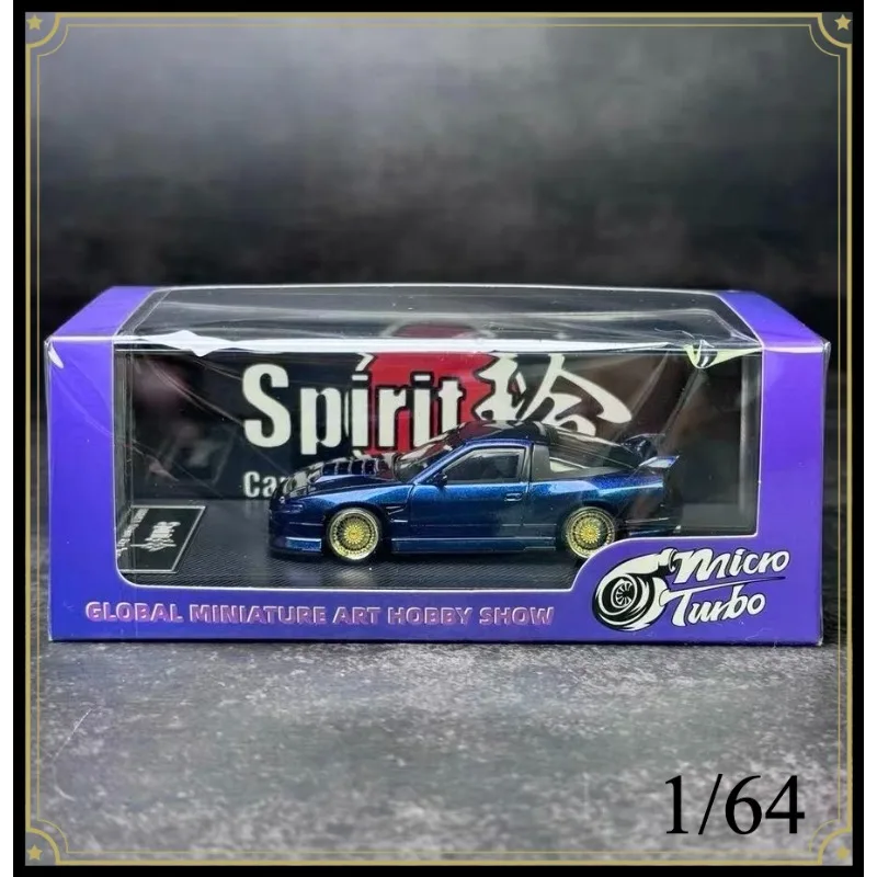 Exhibition features MicroTurbo 1/64 alloy Nissan 180SX Spirit MIYABI replica car model as a collectible premium decorative item.