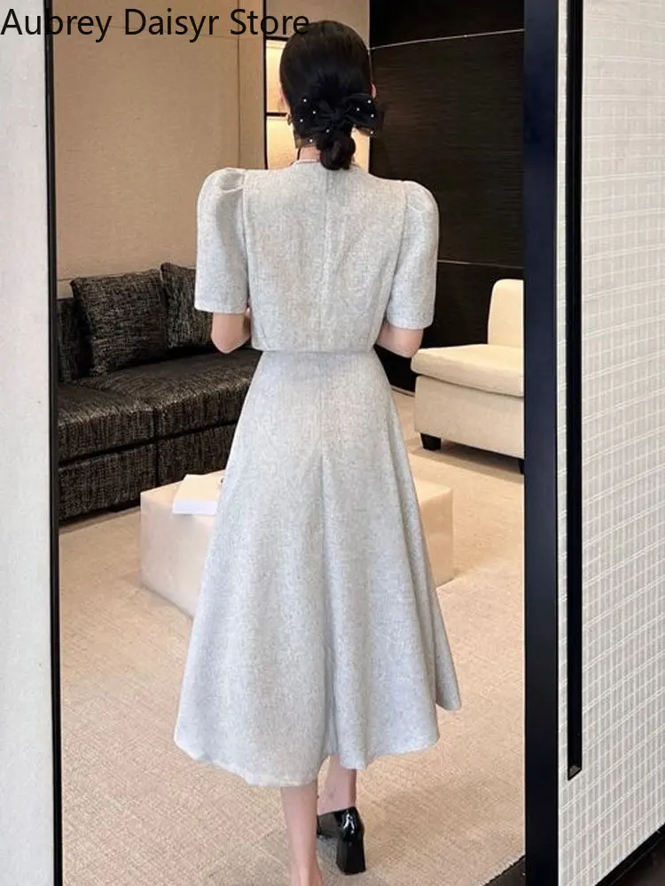 Elegante abito lungo Set donna moda coreana Vintage Office Lady Chic Formal Occasion Dress Casual Slim Evening Party Dress nuovo