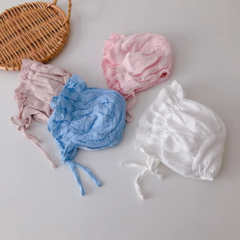 Princess Baby Lace Ruffle Court Cap Summer Newborn Sun Hat Thin Cotton Head Protection Toddler Beanie Infants Photo Props Visors