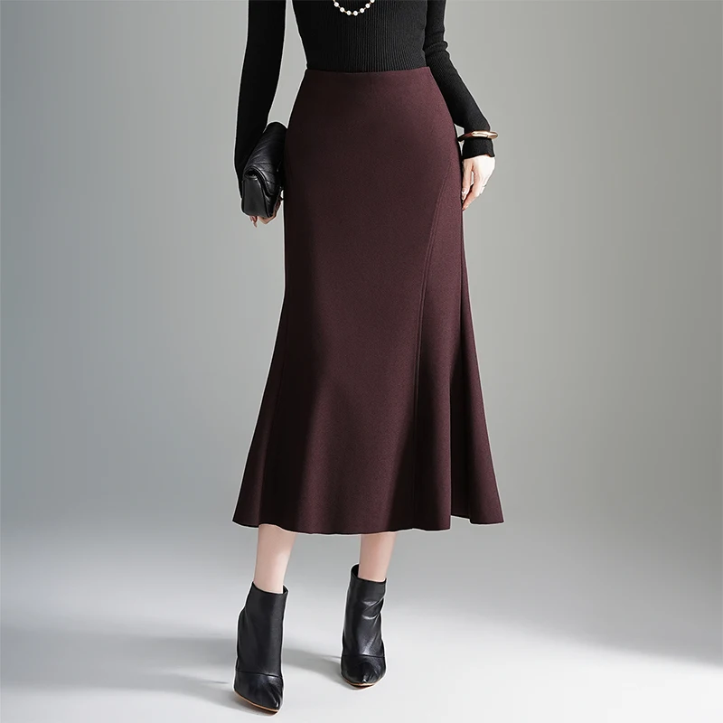 

Elastic Waist Fi Tail f Body Skirt Women's Sle Soft Comfortable Long Slimming Gown Polyester Fiber Bounce Ba Skirt