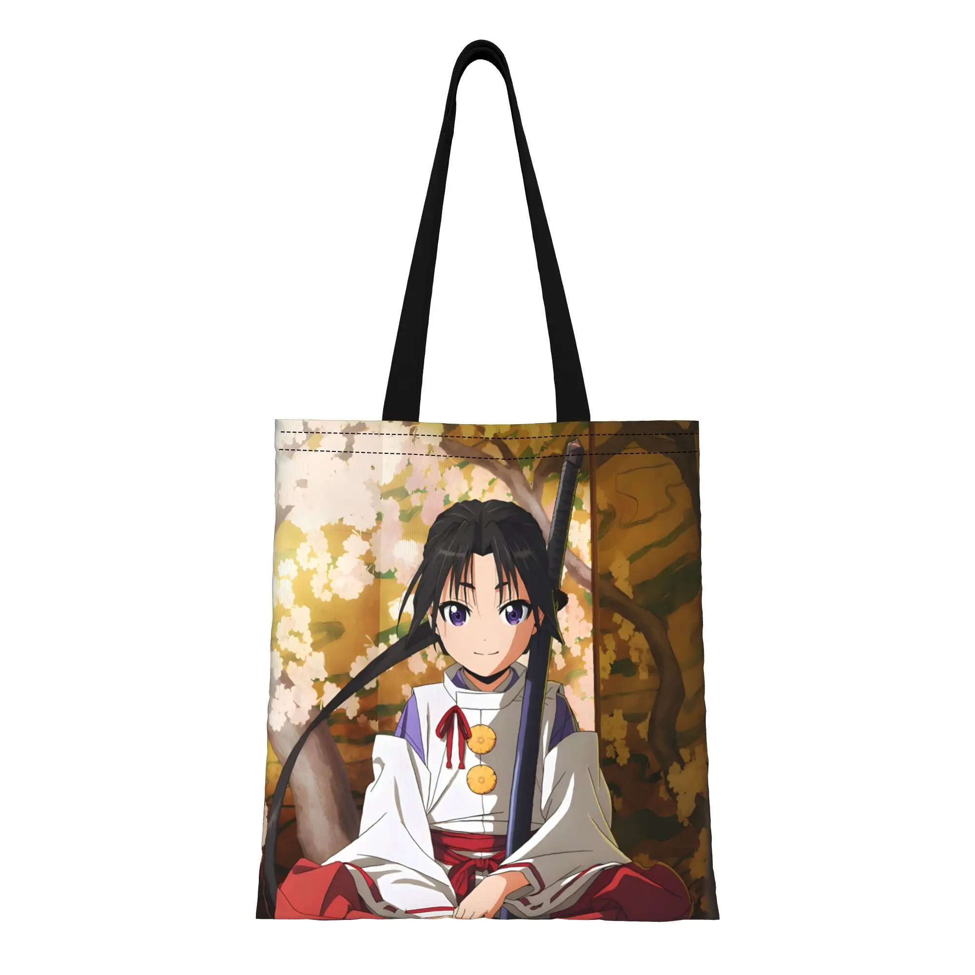 

1PC Sakura Girl Canvas Tote Bag The Elusive Samurai Handbag Outdoor Handbag Trendy Tote