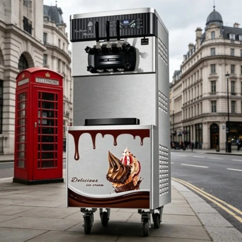 25L/h Commercial Ice Cream Making Machine 3 Flavors Soft Serve Yogurt Freezer Equipment for Ice Cream Store