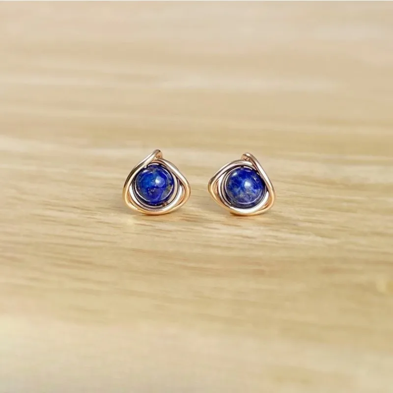 Lapis lazuli stud earrings, the birthstone of September