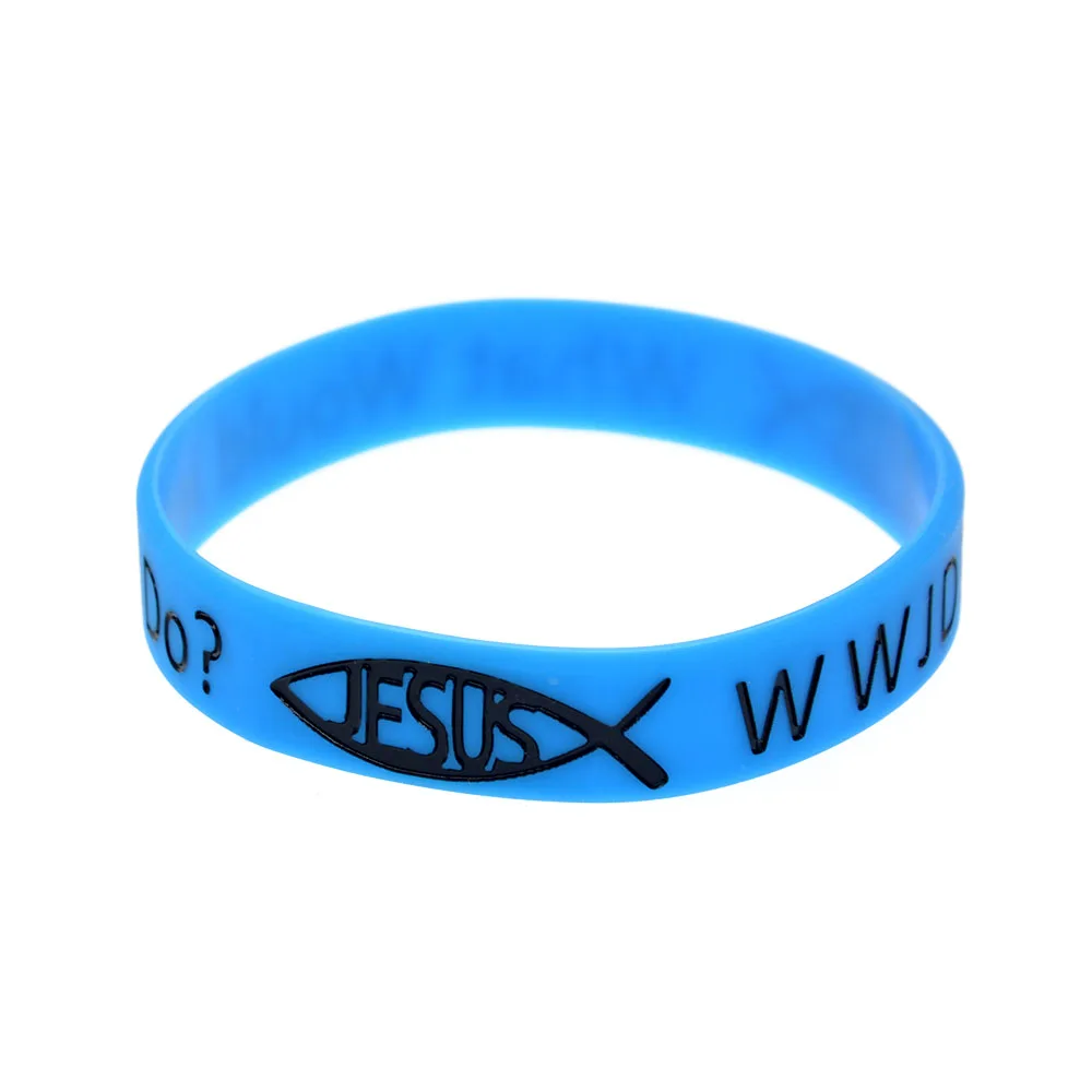 50 Stück „Was würde Jesus tun?“-Armbänder aus Silikonkautschuk, christliche Armbänder, Erwachsenengröße, 4 Farben. – Detail 7