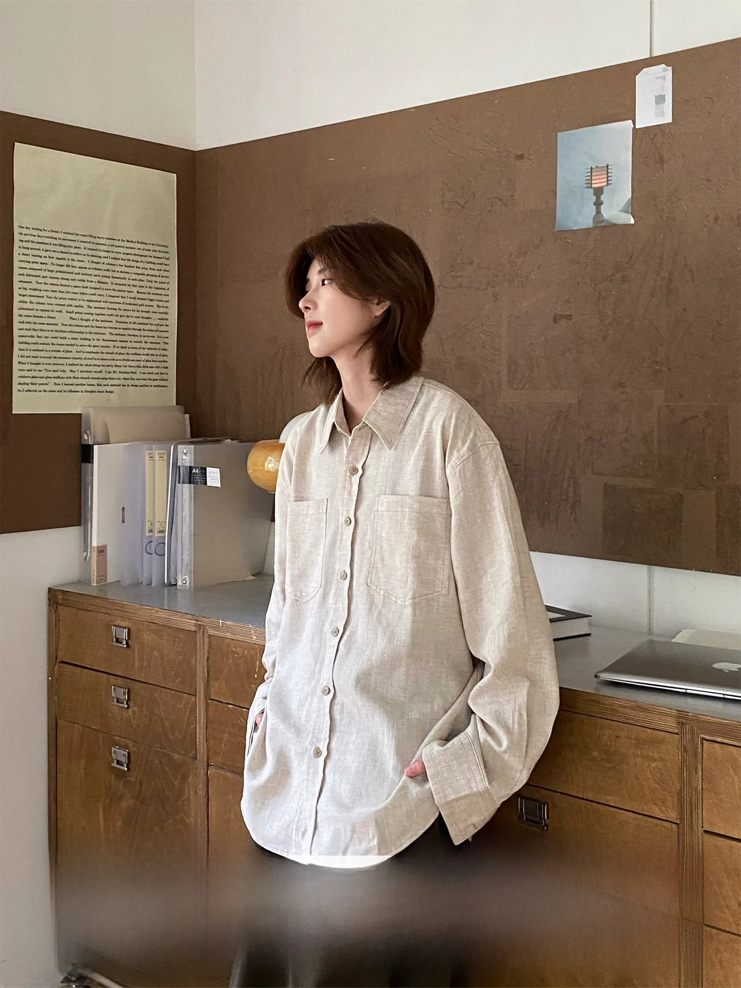 

Ja Lazy Long Sve irt ex Внутренняя одежда оригинального льняного цвета для мужчин и женщин, повседневный воротник с воротником, дышащий, удобный