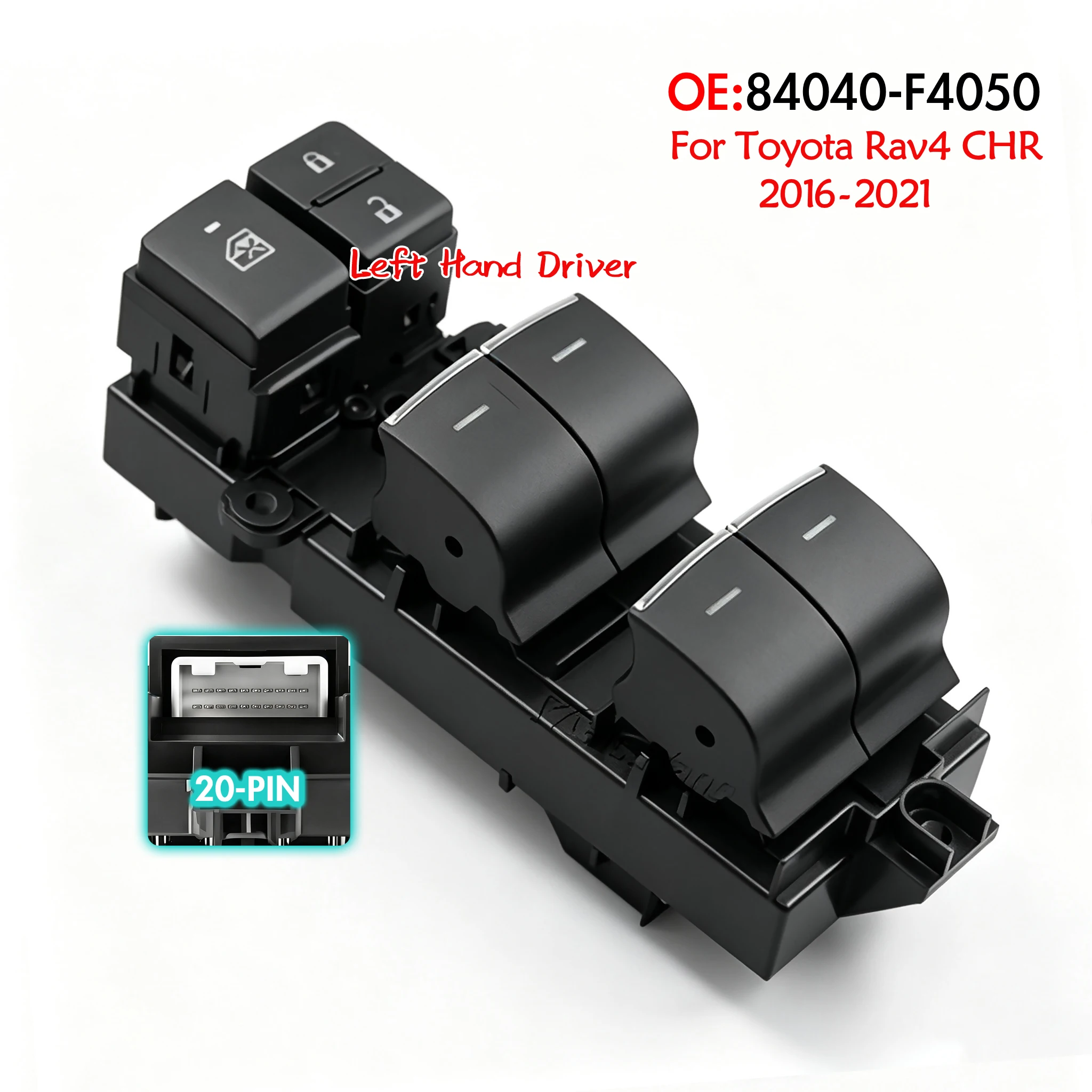 84040-F4050 For Toyota Rav4 CHR 2016-2021,Front Left Driver Side Electric Master Power Window Switch Lifter Control Button