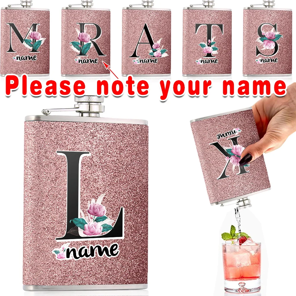 

Customized Name Wine Pot Stainless Steel Hip Flask Flagon Flash Whisky Bottle Container Leakproof Drinkware Accessory Screw Cap