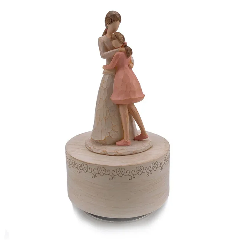 

Ballerina Decorations Music Boxes Home Imitation Wood Resin Crafts Rotating Decorations Baby and Mom Music Boxes