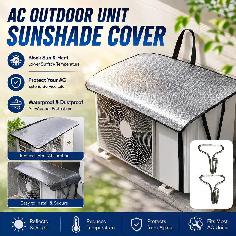 AC Aluminum Foil Heat Insulation Film Sun Protection Cover Flame Retardant Sunshade For Outdoor Air Conditioner