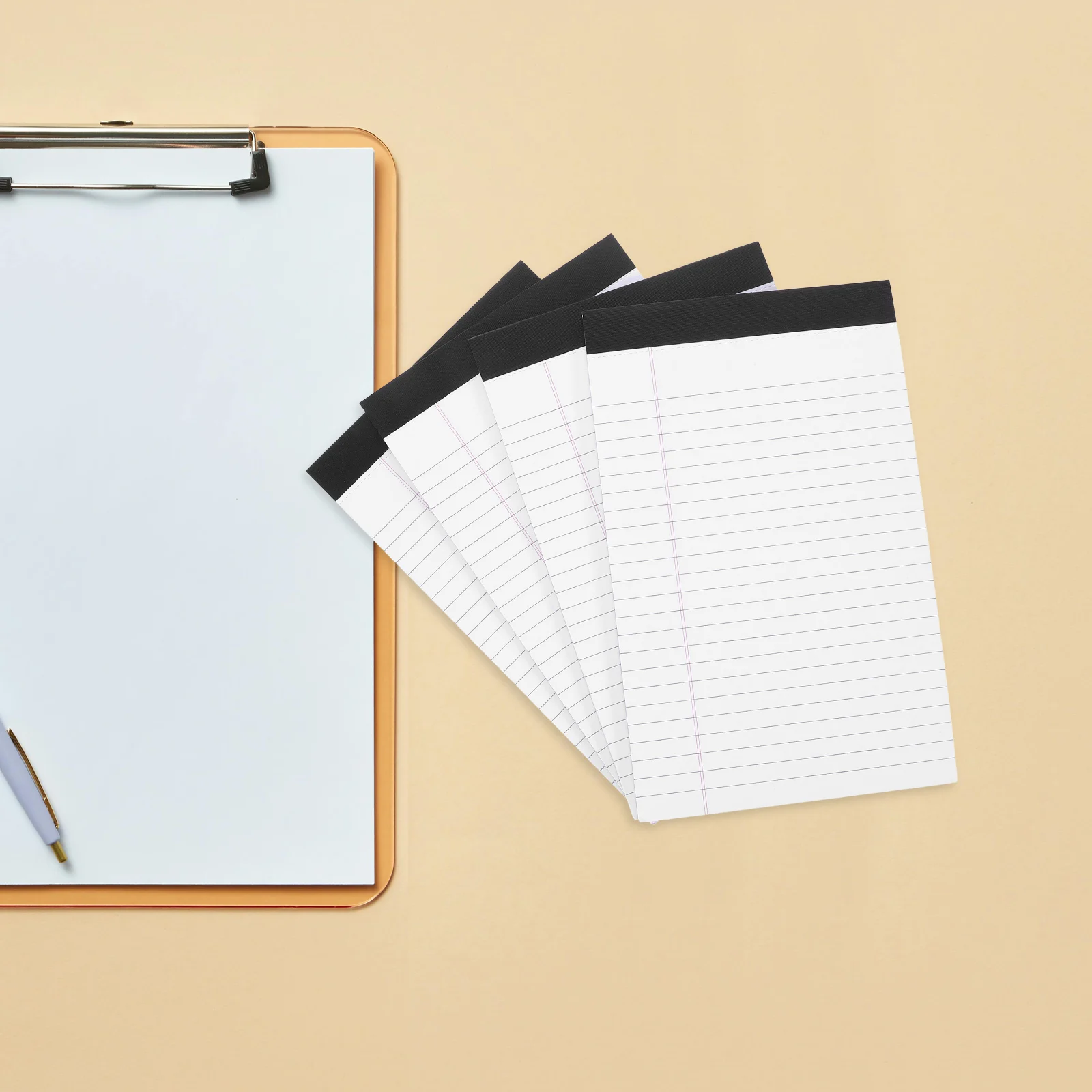 

4 Books A5 White 127x203mm Legal Notepads Lined Tear Off Memo Pad Office Study Travel Wide Ruled Paper Lightweight Notebook