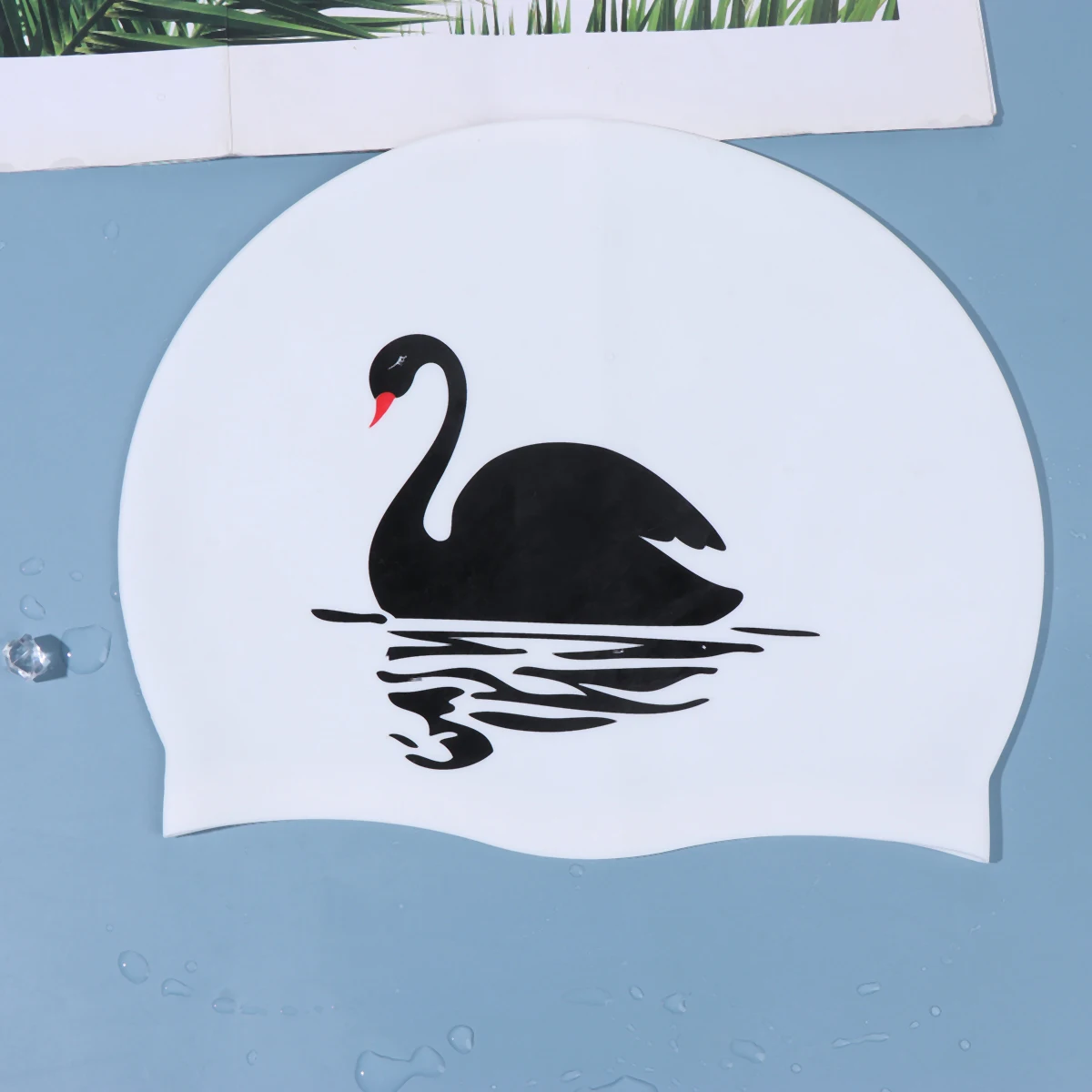 

1Pcs Swan Pattern Silicone Swimming Cap Waterproof Elastic Lightweight Hair Protection Swim Hat Comfortable Flexible Long Hair