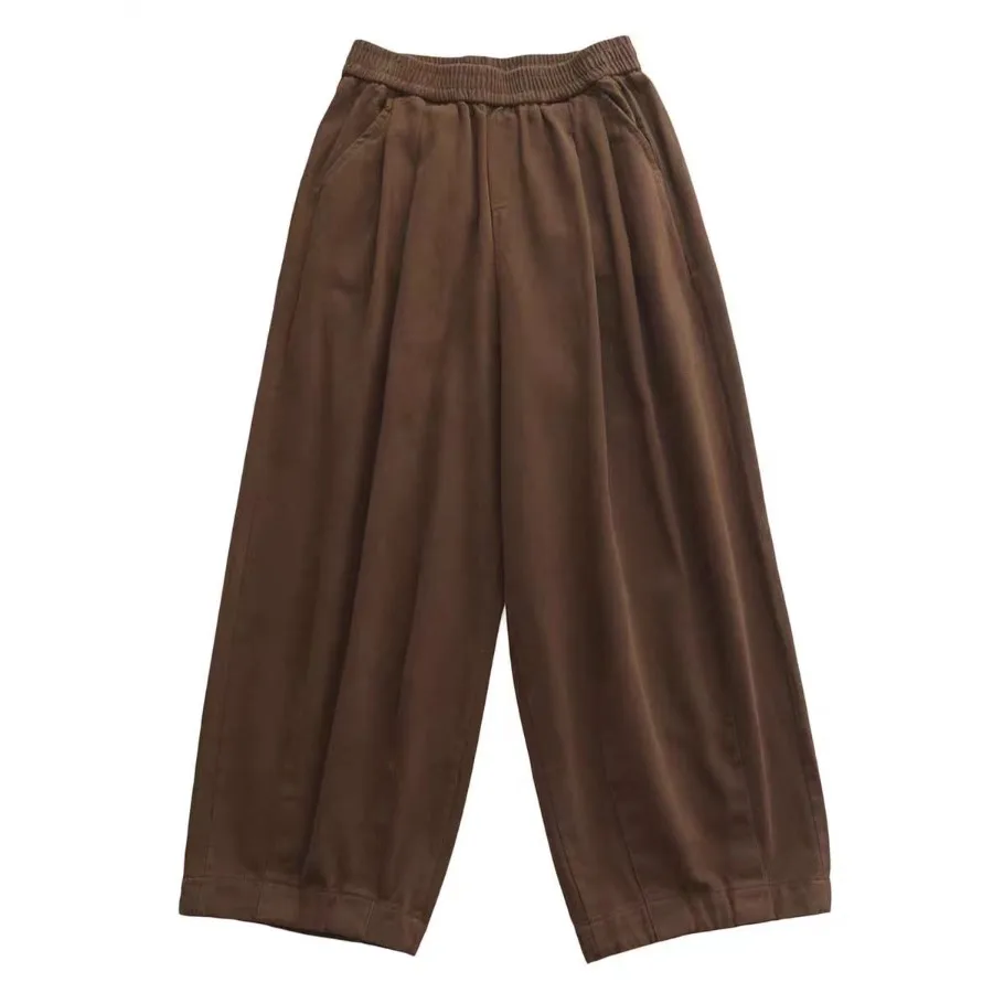 여성용 면 작업복 와이드 레그 팬츠 스트레이트 컷 캐주얼 봄 플러스 사이즈 루즈핏 하이웨이스트 나인 포인트 바지