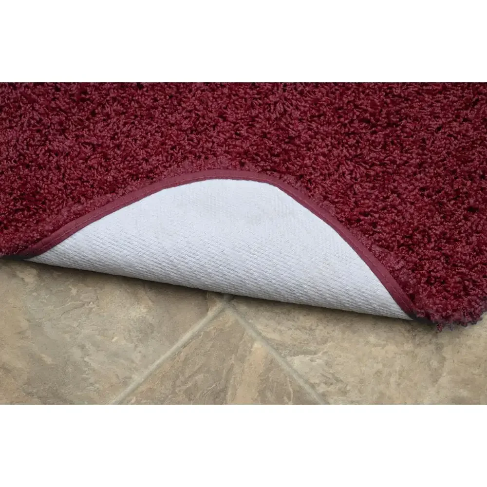 Soft Nylon Bath Rug Runner Washable Non-Slip Solid Red Jazz Rug