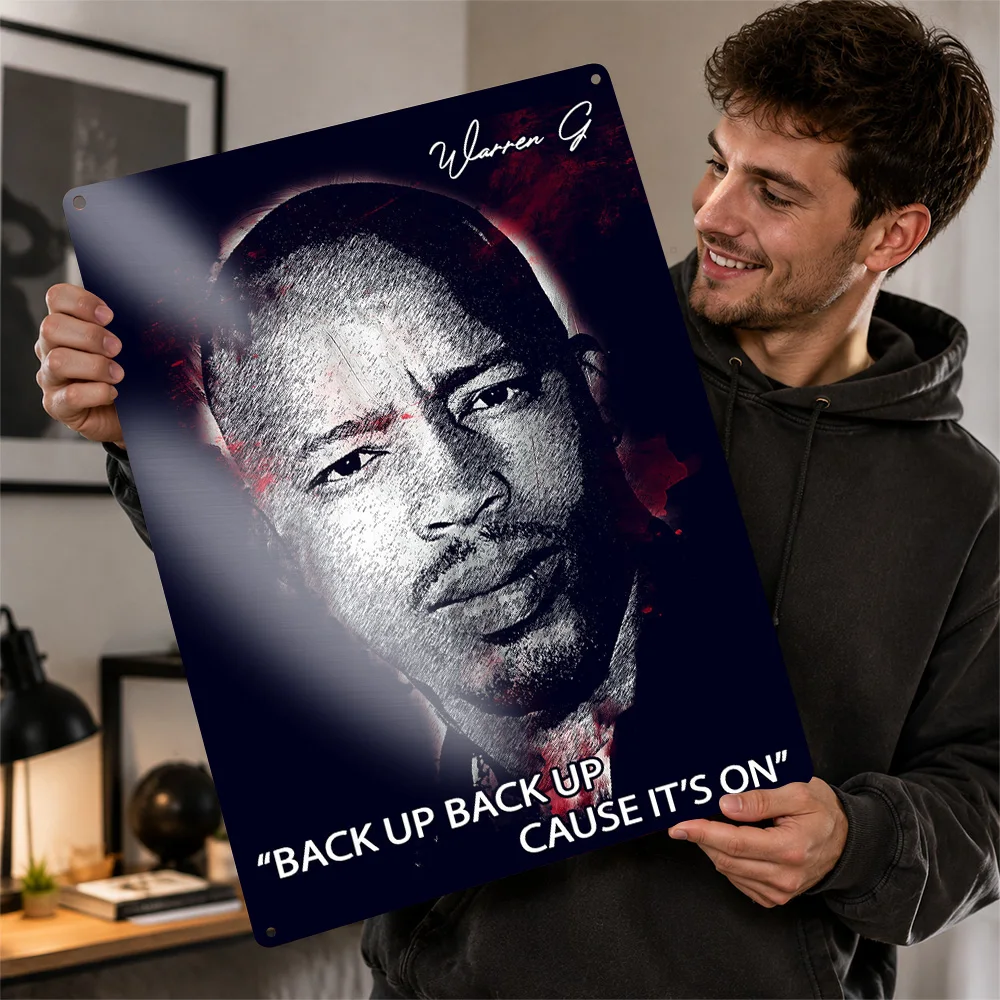 Warren G Portrait With Quote Aluminum Poster Painting Style Wall Art For Music Studio Personalized Metal Sign Concertgoer Gift