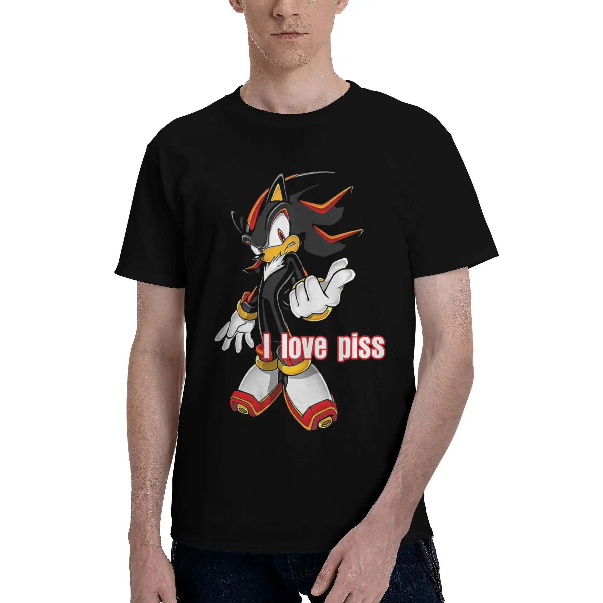 Shadow The Hedgehog I Love Piss     100% Cotton T-Shirt Men's Oversized T Shirts Men Round Neck Short Sleeve S-6XL