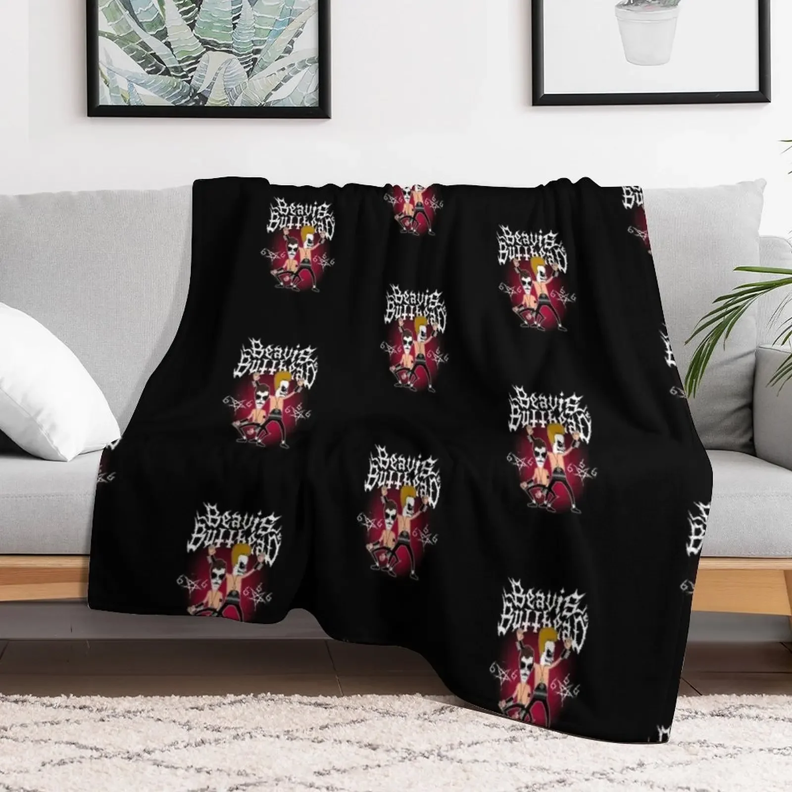 Beavis and Butthead - Funny Black Metal T-ShirtHeavy Metal ShirtCorpse Paint T-ShirtGoth Shirt Throw Blanket