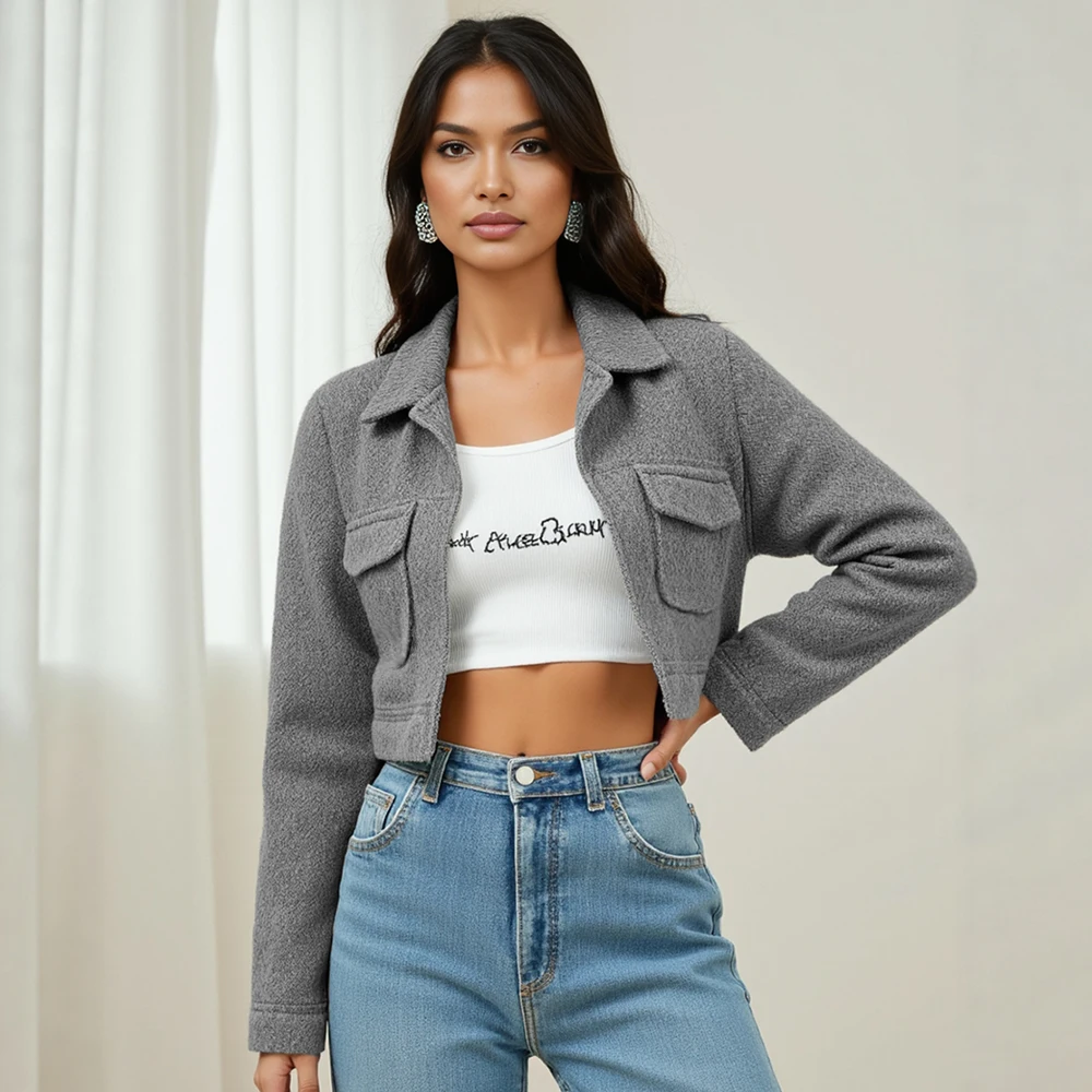 

Mia Muse Boutique женские легкие куртки осень-зима повседневные молодежные однотонные повседневные куртки с открытым передом и длинными рукавами с лацканами