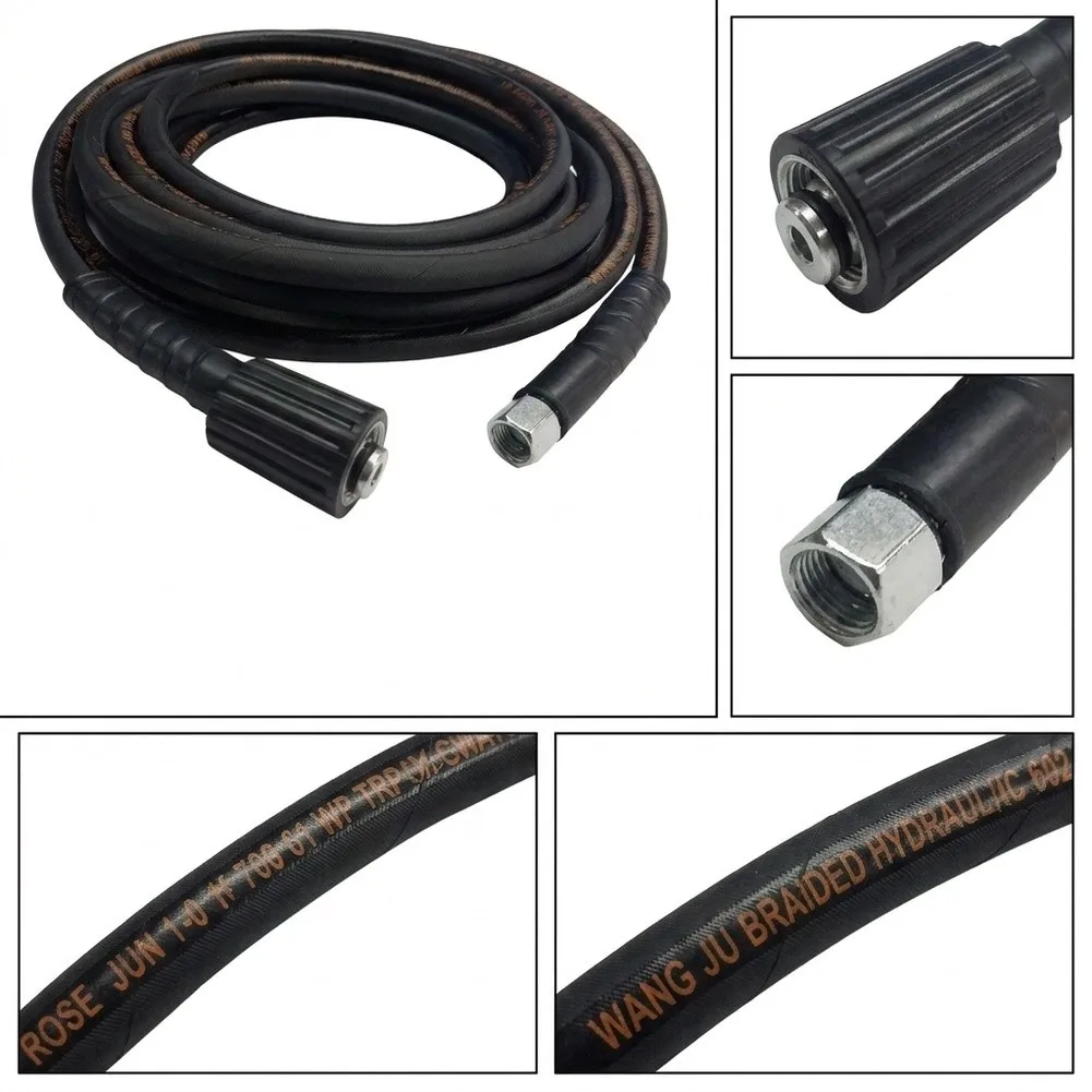 7m Steel Wire High Pressure Hose Black Reinforced Rubber Tube For 280 380 Type Pressure Washer Cleaning Machine Replacement Part