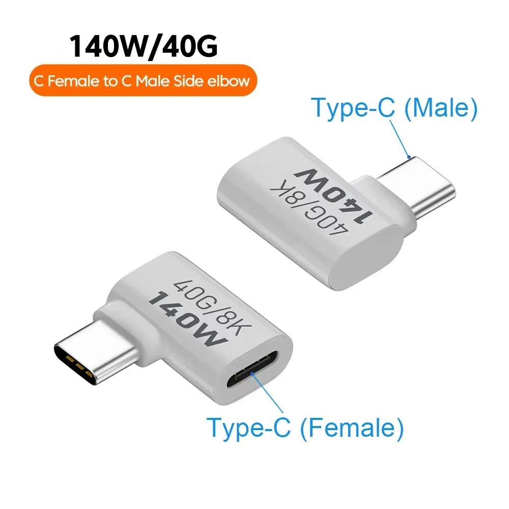 NNBILI 140W 40Gbps OTG Typ-C-Adapter 90 Grad USB-C auf Typ-C Schnelllade-USB3.1-Datenübertragungsadapter für iPhone 15 Macbook