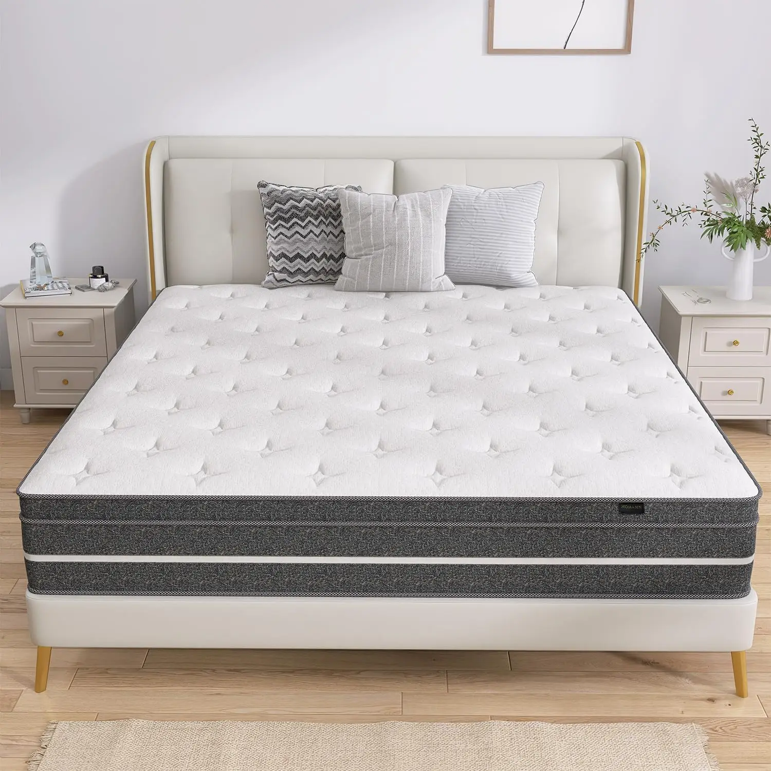 14 Inch Hybrid Mattress in a Box, Queen Mattress Foam and Individually Wrapped Pocket Coils