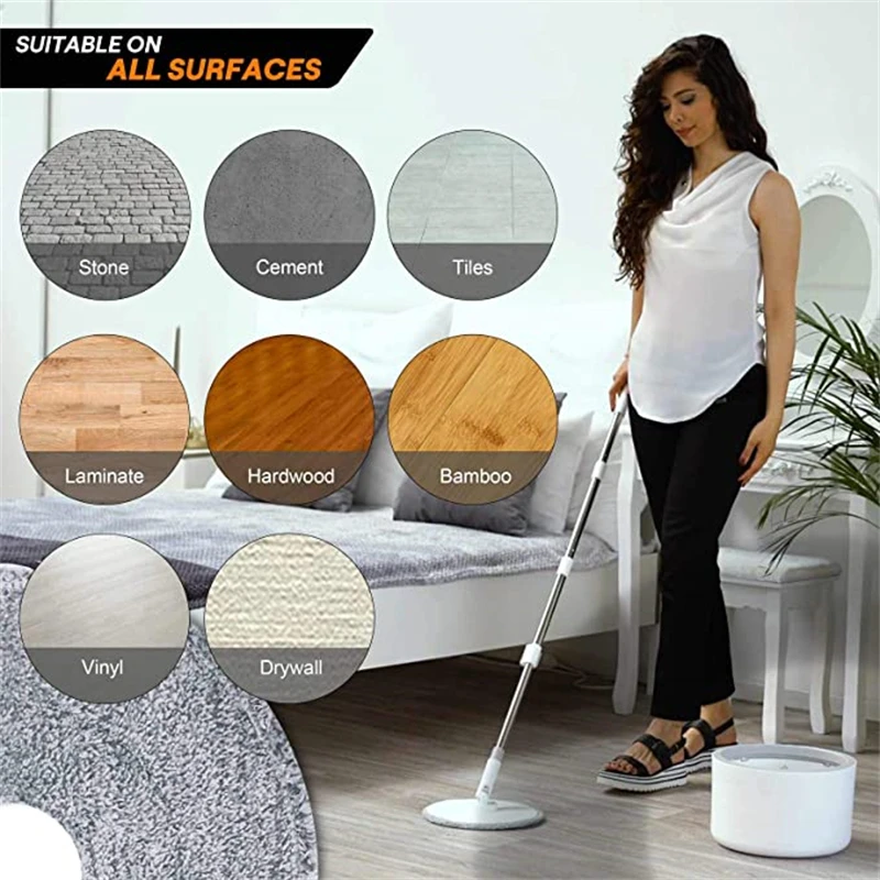 25cm Round Microfiber Floor Mop MultiFunction Reusable Mopping Head Microfiber Rag Mop Cloth Replacement Household Cleaning Tool