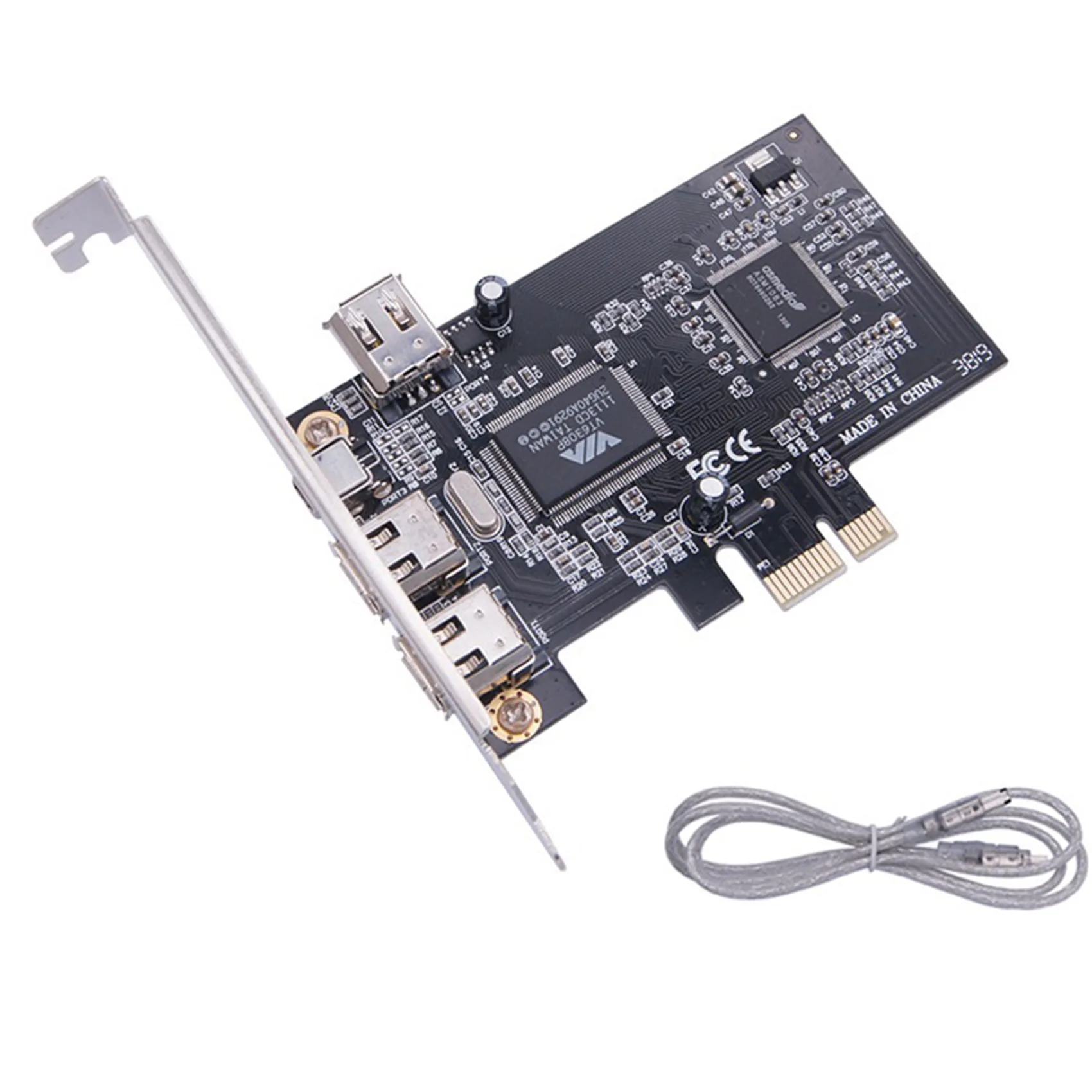 PCI-E to 1394A Card, PCI-E 1.0 X1 to IEEE 1394A 4-Port FireWire Card, Support 1440X1080 Resolution,with 0.8M 1394A Cable