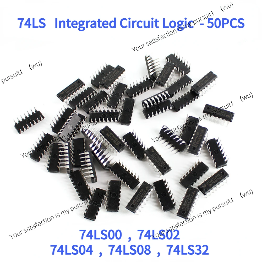 50 Pieces/Batch 74LS Integrated Circuit Logic DIP-14 IC 5 Models 74LS00 74LS02 74LS04 74LS08 74LS32 IC Chip Combination Kit