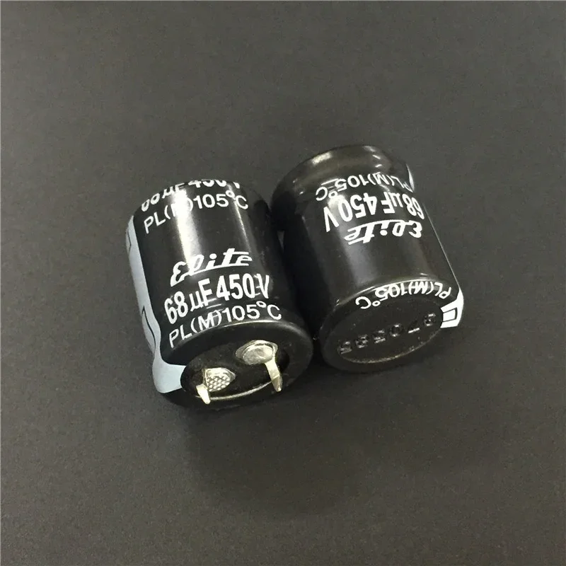 2pcs 68uF 450V Elite PL Series 22x25mm 450V68uF Snap-in PSU Aluminum Electrolytic capacitor