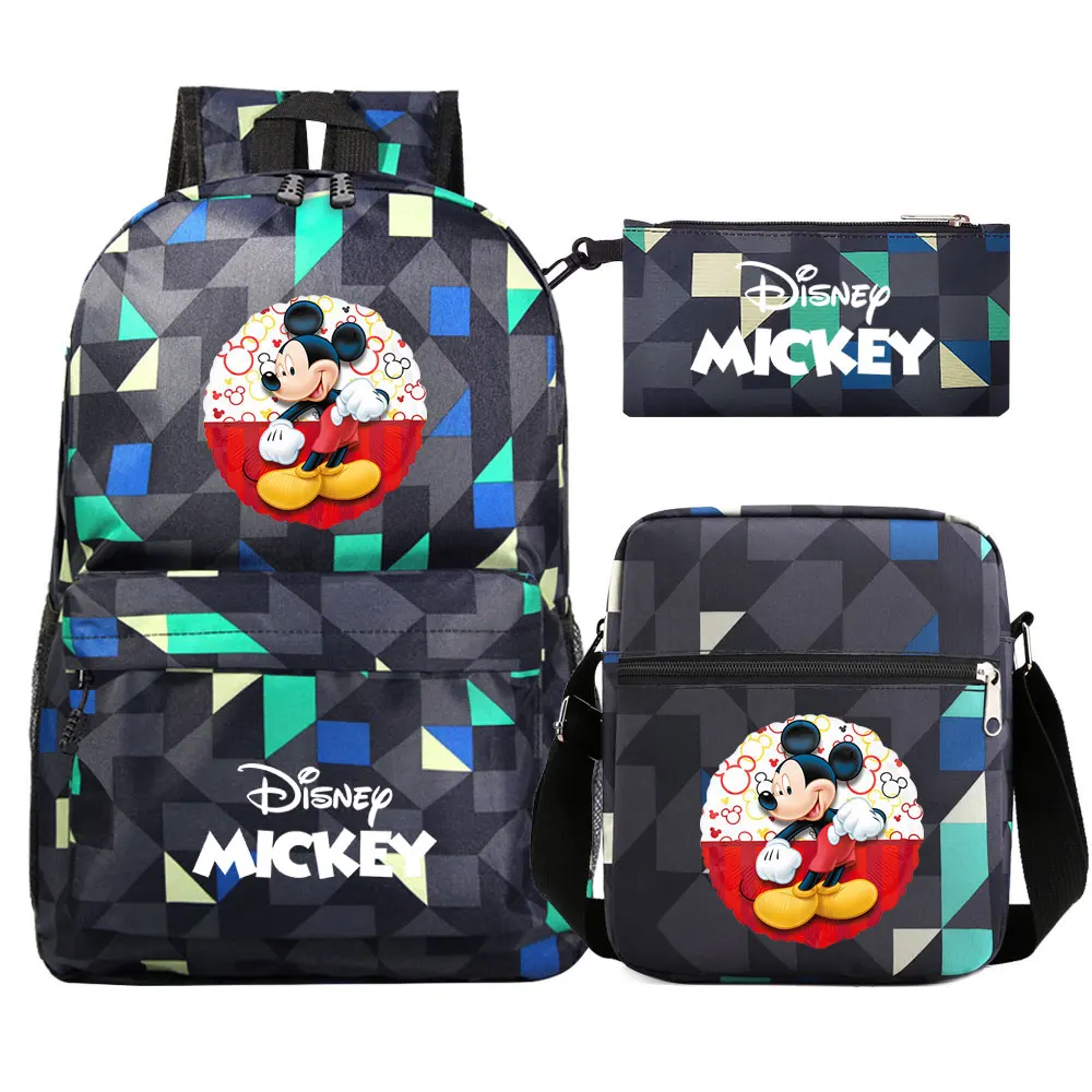 Kawaii  Mickey Minnie Mouse 3Pcs Boy Girl Kids School Book Bags Travel Backpack Shoulder Bag Pen Bag For Men Women