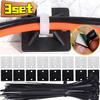 Cable Management Clips Adhesive Zip Tie Mounts Clamp Wire Holder Organizer Cable Cord Holder Base for Home Office Desk Car Sets