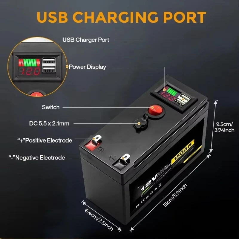 Reliable 12V 150000mAh Lithium Iron Phosphate Rechargeable Battery For BMS Outdoor Emergency Mobile Backup Power Supply