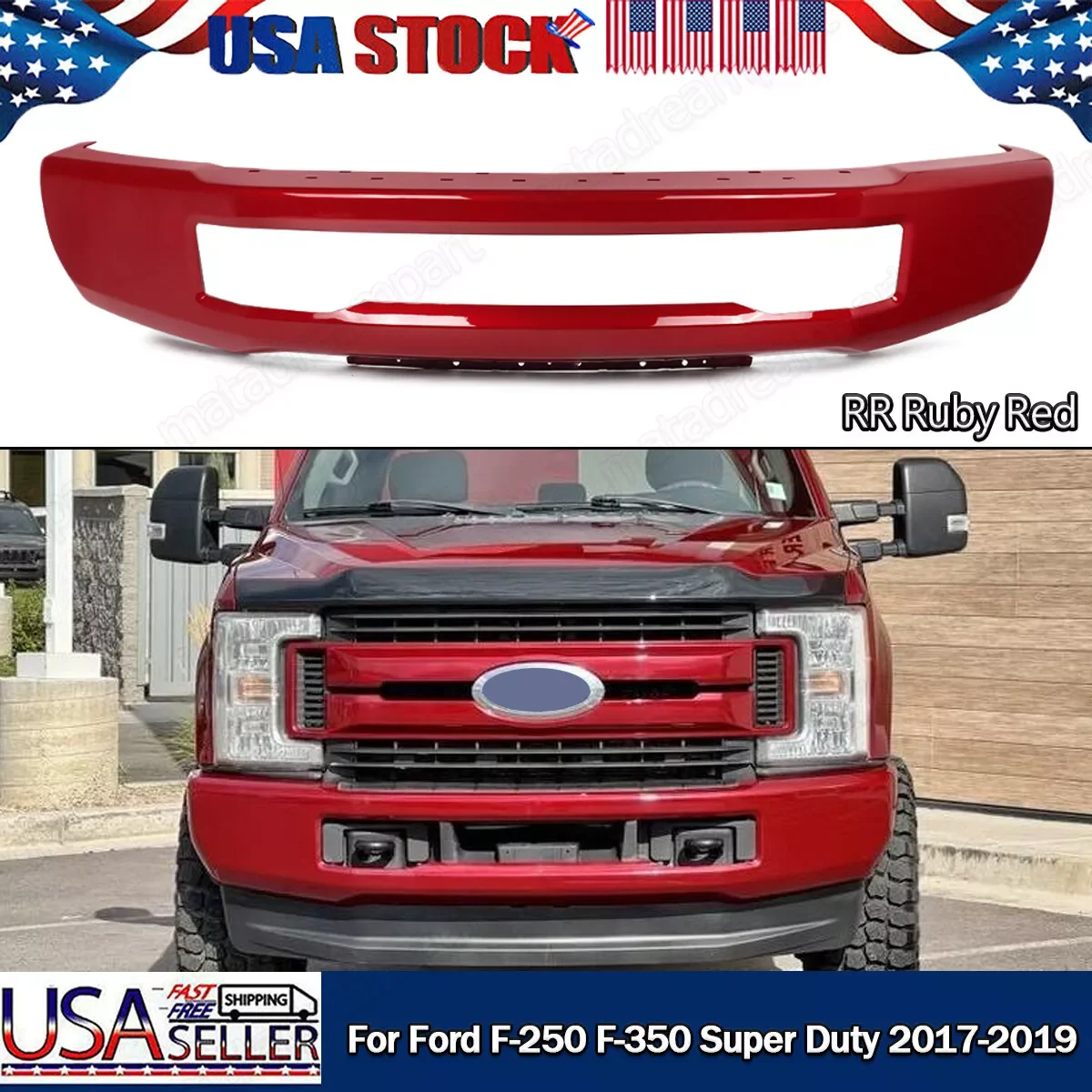 Front Bumper Face Bar Body Kit w/o Fog Lights Hole For Ford F250 F350 F450 Super Duty 2017 2018 2019 Front Bumper Guard Assembly