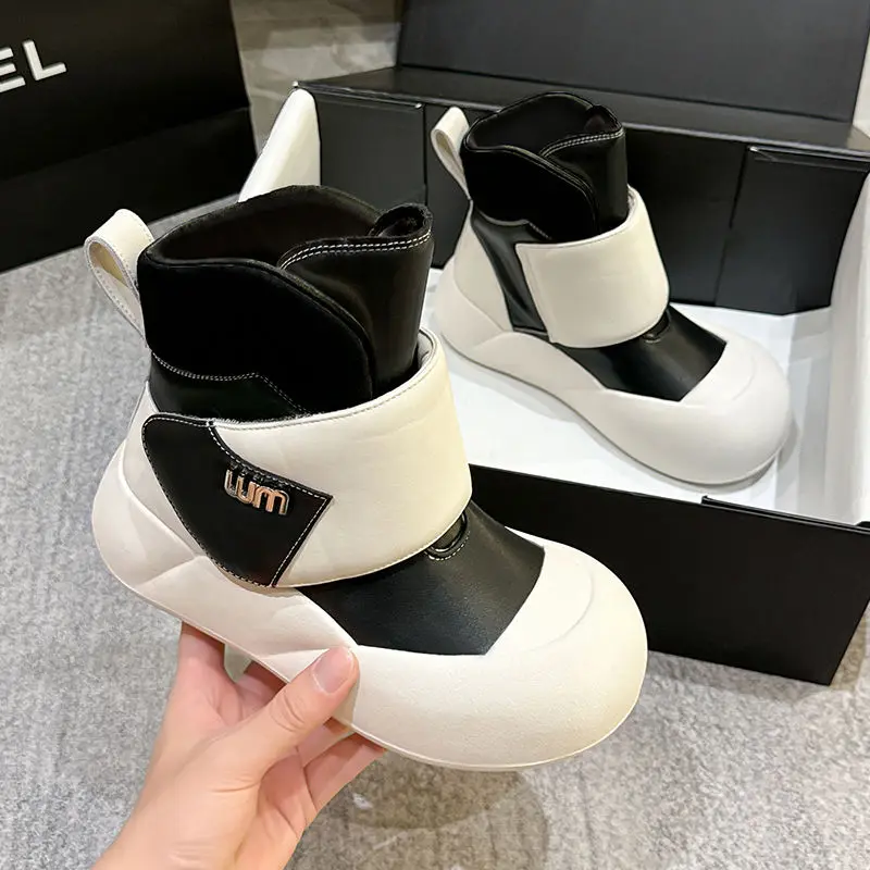 Women's Winter Boots Original Brand Luxury Genuine Leather Plush Snow Boots Lightweight Waterproof Non-slip Shoes for Woman
