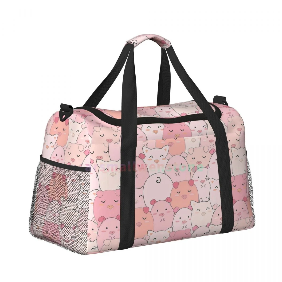 Cute Cartoon Pink Pig Travel Duffel Bags Sport Gym Yoga Luggage Bag Personalized Weekender Bag with Shoulder Strap