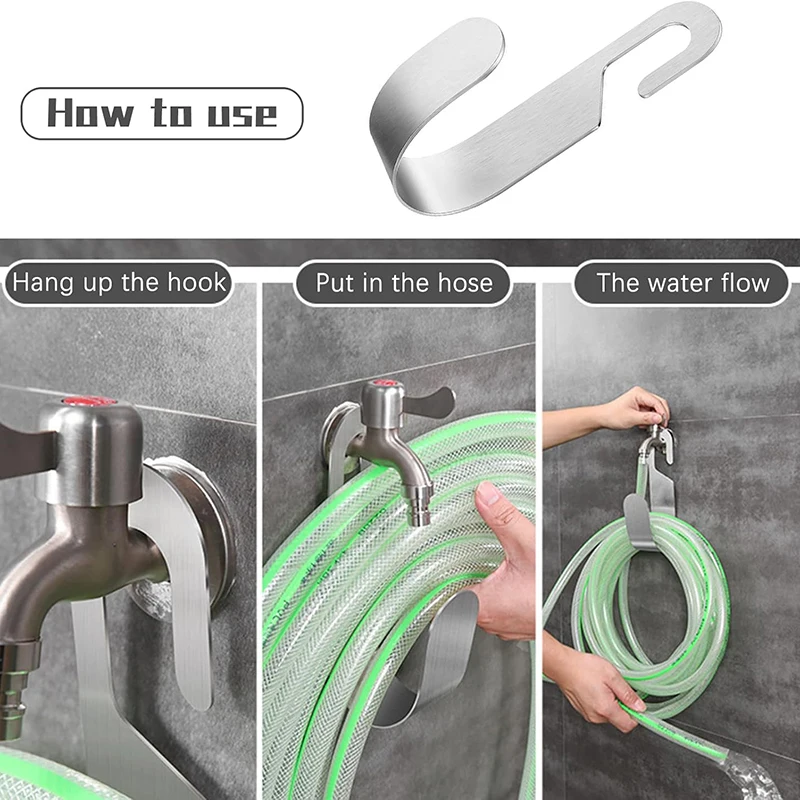 Garden Hose Hook Stainless Steel Wall Mount Water Hose Holder Heavy Duty Garden Hose Hanger Hook Faucet Hose Hook Strong