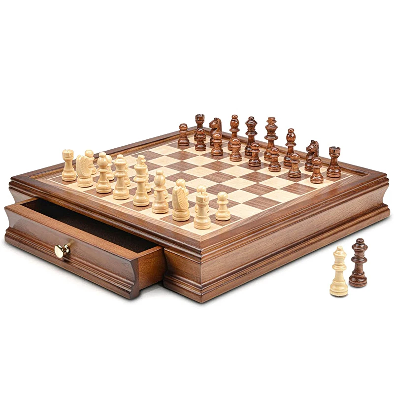 

32cm/12.8inch high-end new Magnetic desktop wooden chess set including 2 additional queens chess game suitable for holiday gift