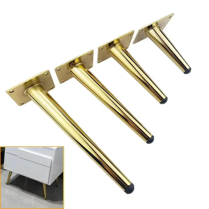 4PCS Metal Tapered Furniture Table Legs Golden Sofa  Kitchen Cabinet Table  15/20/25/30CM Furniture Legs