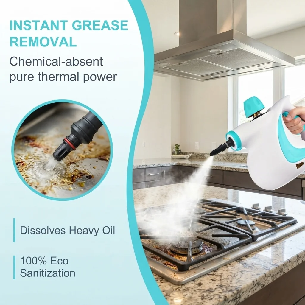  1050W Handheld Steam Cleaner, Portable Multi-Purpose Steam Cleaning Machine with 9-Piece Accessories, Household Steamer for Kitchen, Bathroom, Tile Grout, Car Interior, US Plug