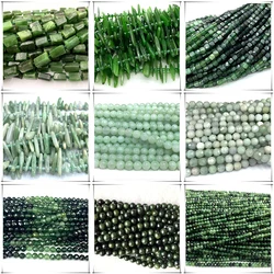 Veemake Natural Jadeite Jade Faceted Round Rondelle Edge Cube Disc Beads For Jewelry Making DIY Necklace Bracelets Earrings