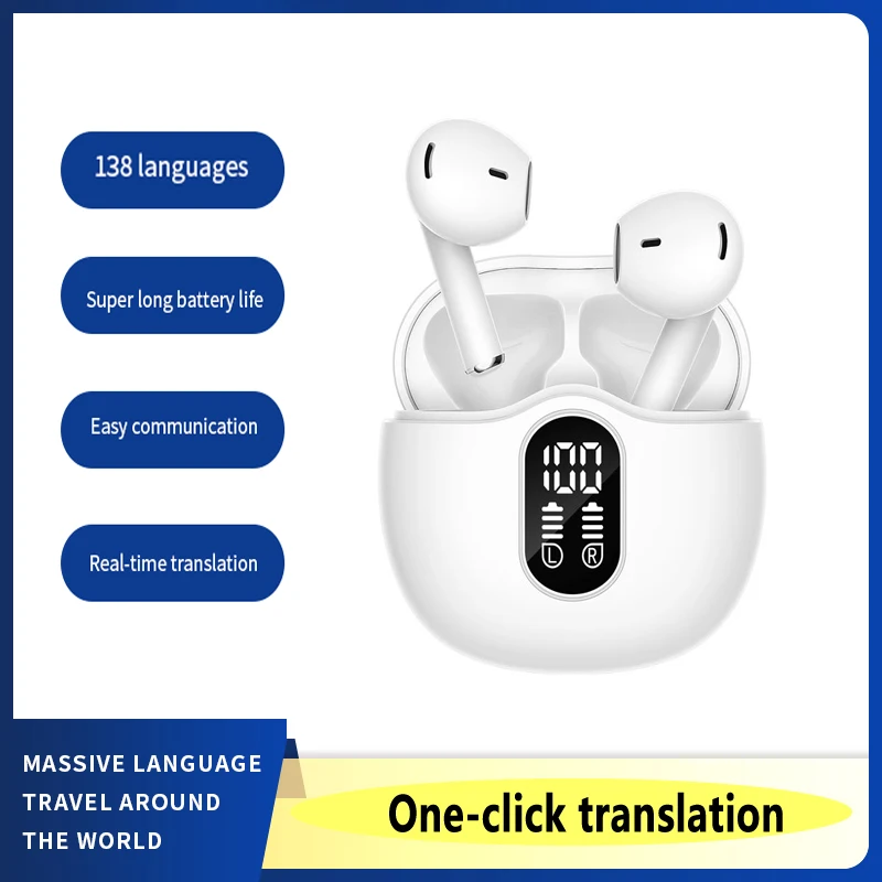 2024 new smart Bluetooth headset wireless binaural simultaneous translation dual-mic noise reduction multi-language translation