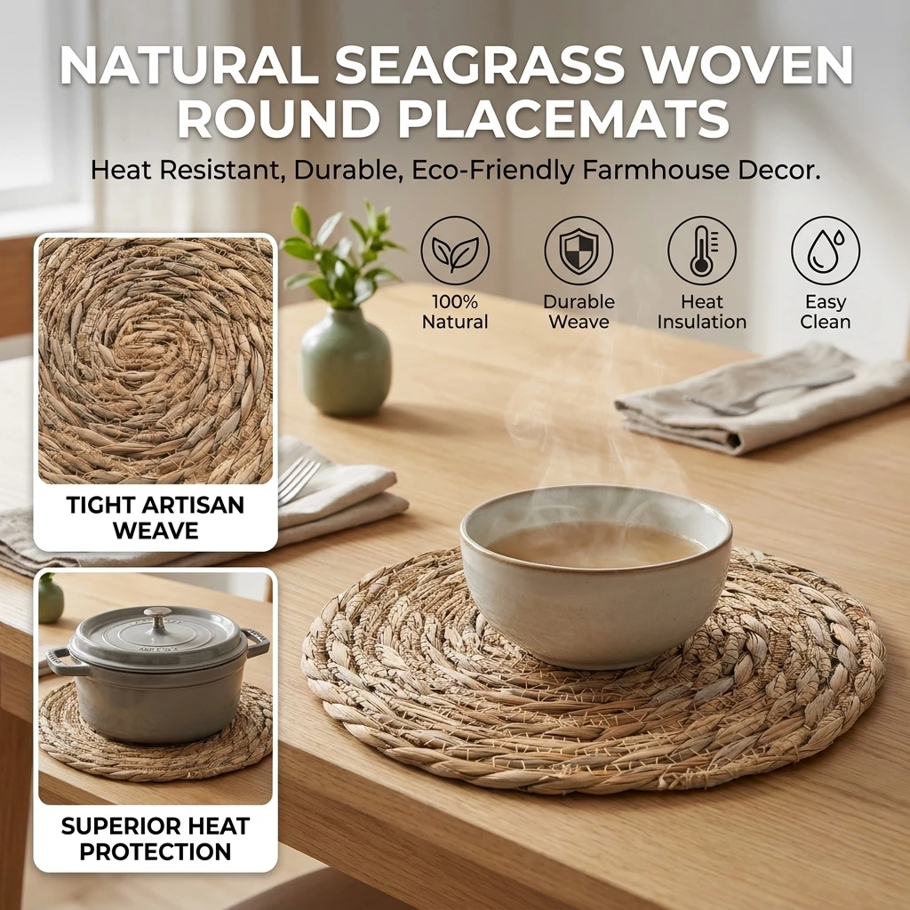 Pot Mats Handwoven Rattan Placemats Round Heat Insulation Mats Natural Woven Table Mats For Dining Home Wedding Decor