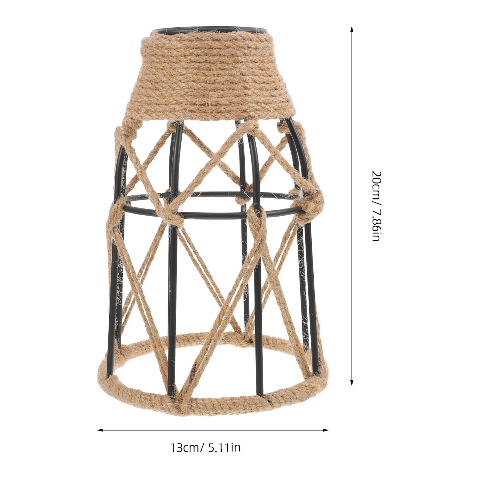 Handwoven Iron Rope Ceiling Lampshade Vintage Rustic Light Fixture Braided Jute Pendant Shade for Home Decor Woven Light Fixture