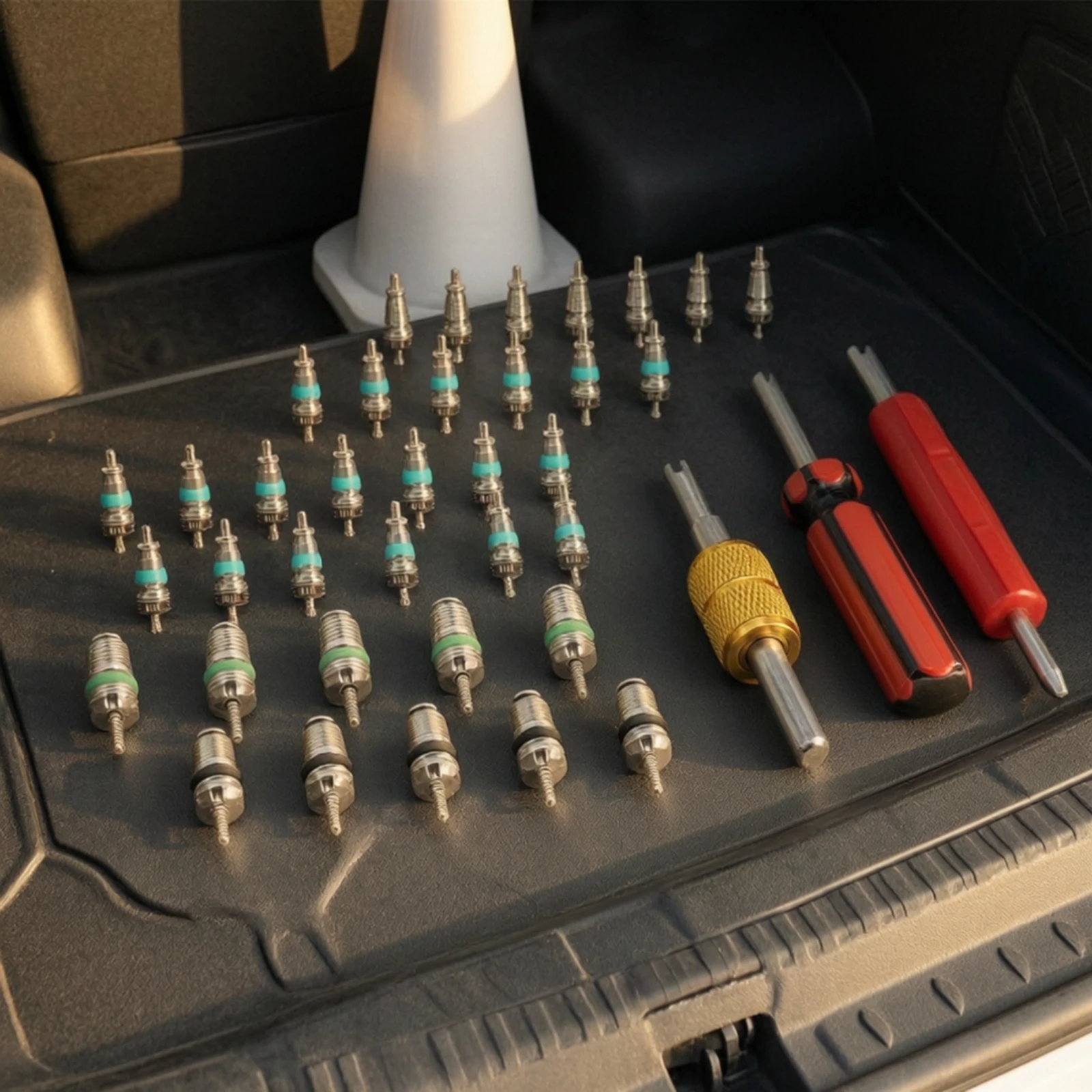39 Pieces Valve Core Assortment with Removal Tools Automotive Air Conditioning Valve Core Kit Hardware Corrosion Resistant High