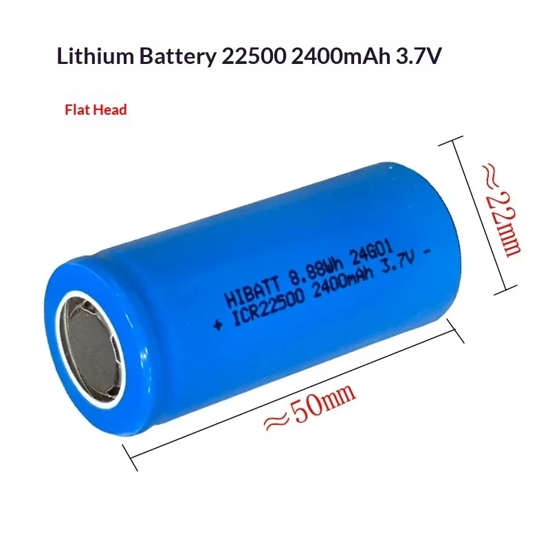 [Icr22500] for Flashlight Electric Razor Shaver Lithium Ion Li-ion Cell Rechargeable Battery 3.7V 2400mAh Flat Top Pointed Tip