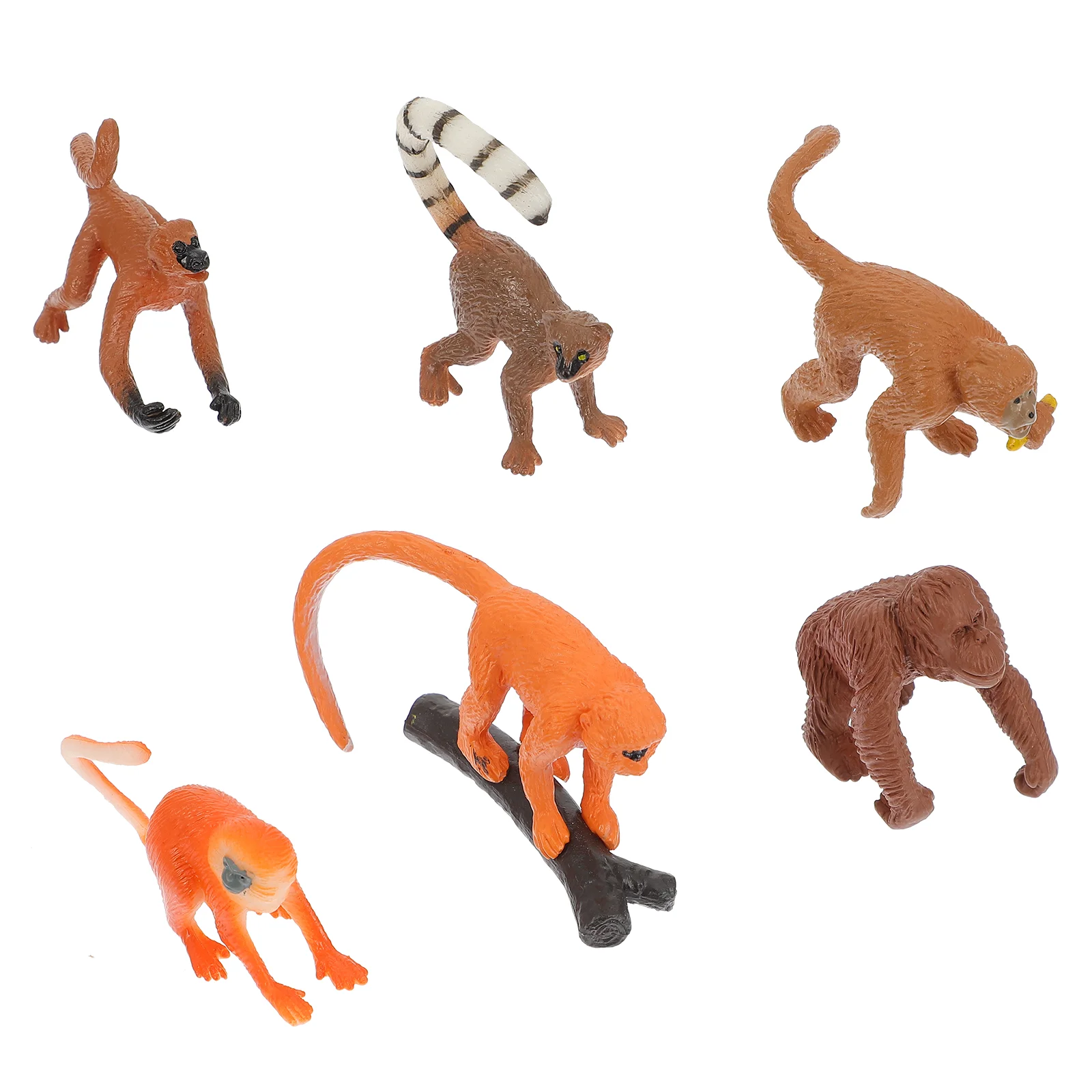 6PCS Simulation Animal Monkey Model Solid Long-tailed Monkey Decoration Toy Simulation Monkey Decors Animal Monkey Models