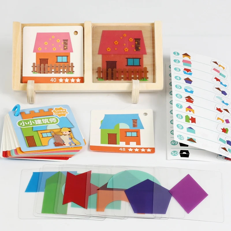 House Design Logic Puzzle Montessori Toys Creative Geometric Shape Spatial Imagination Intellectual Thinking Puzzle Games GiftS