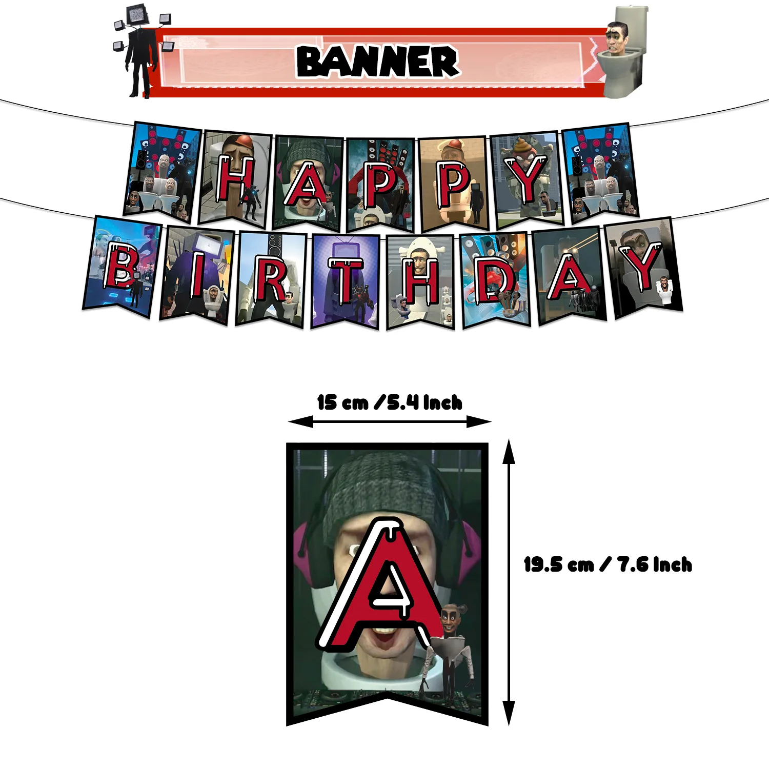 

Skibidi, украшения для туалета, дня рождения, воздушный шар, баннер, топпер для торта, товары для детского душа, забавные тематические принадлежности для ужасного знаменитости