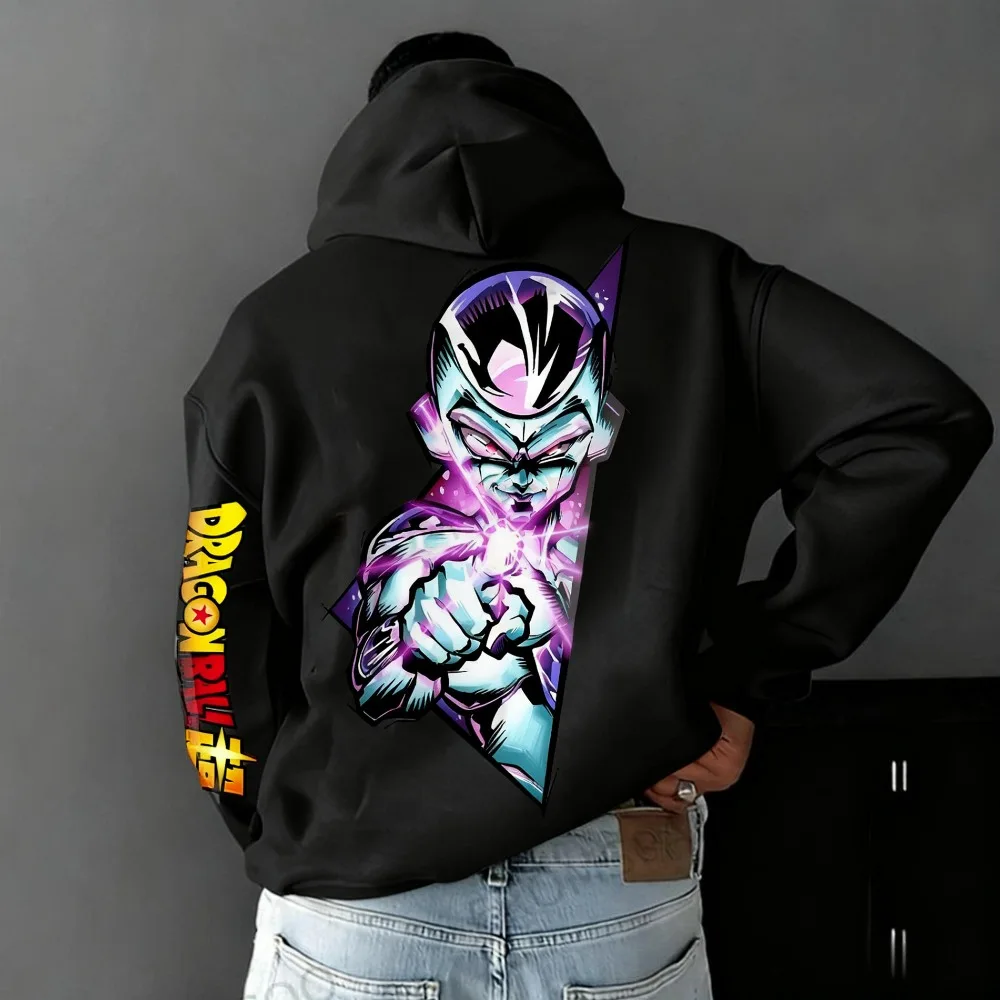Dragon Ball Frisa Suéter de tamanho grande casal americano com capuz outono inverno masculino e feminino jaqueta solta versátil para pais e filhos